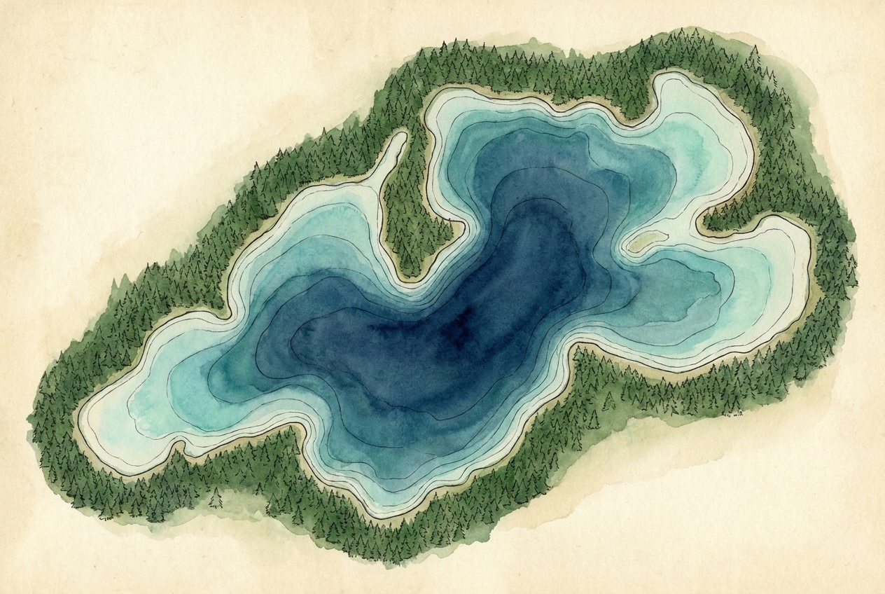 Editorial cartographic illustration of Hayden Lake