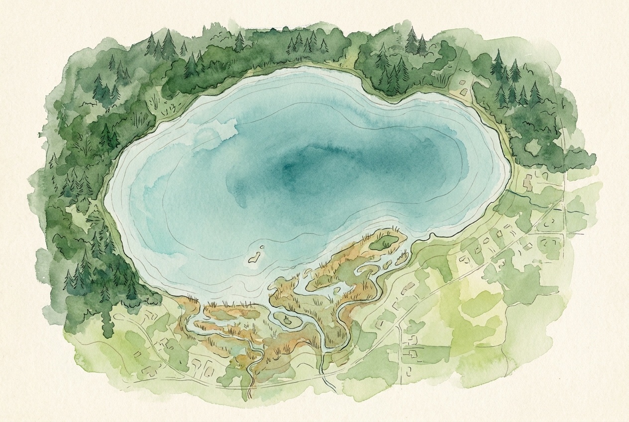 Editorial cartographic illustration of Liberty Lake