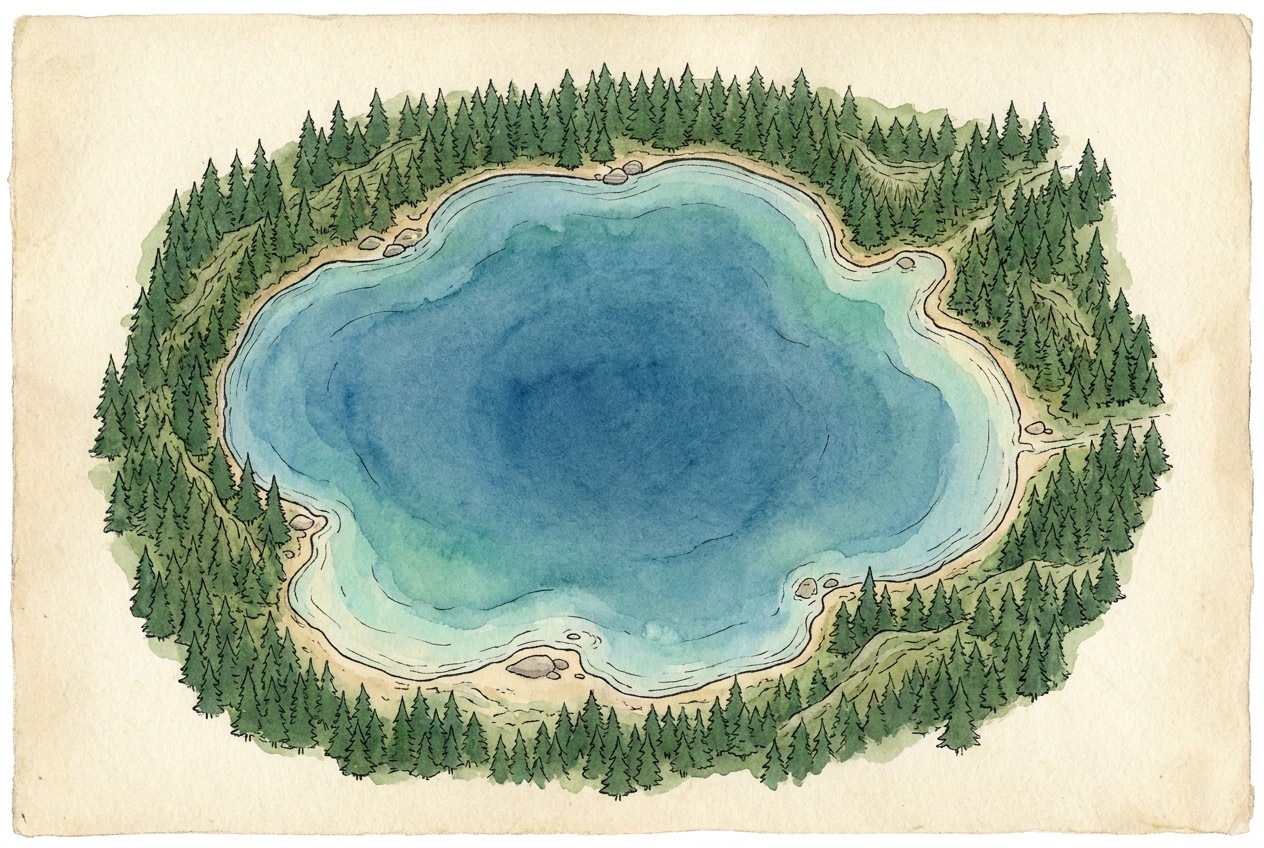 Editorial cartographic illustration of Loon Lake
