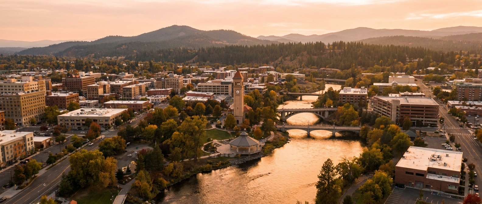 Downtown Spokane, Washington at golden hour — Q1 2026 market report